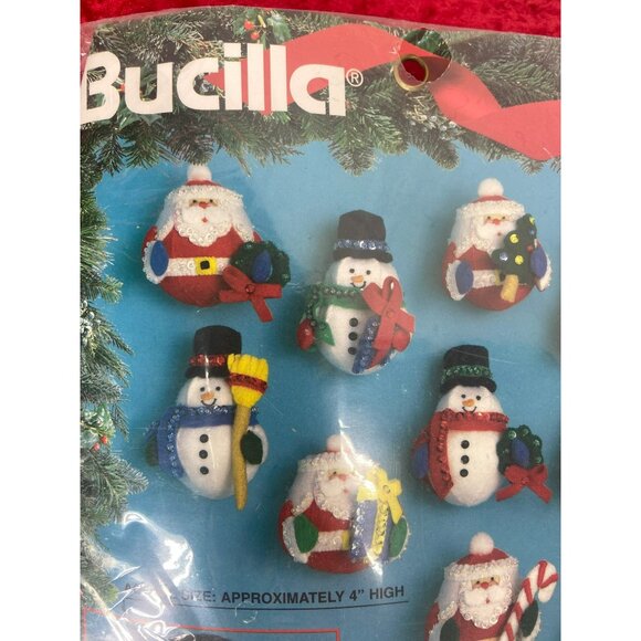 Bucilla Roly Poly Santa and Snowmen Set of 12 Ornaments Felt #83140 - Picture 3 of 9